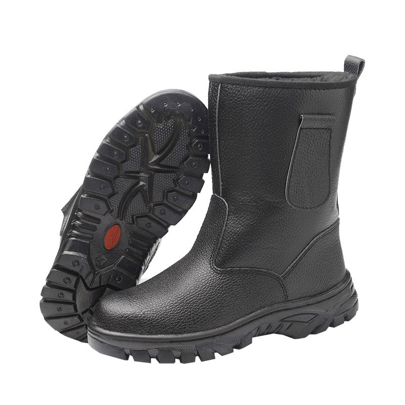 Anti-smashing Anti-stabbing Warm Black High-top Labor Protection Boots Welding Enclosed Work Shoes