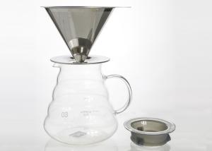 China Paperless Hand Drip Coffee Maker , Glass Cone Coffee Maker With Folded Edge Filter factory