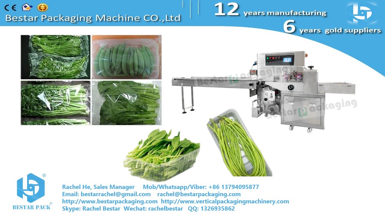 Vegetable tray wrapping machine, vegetable workshop actual case