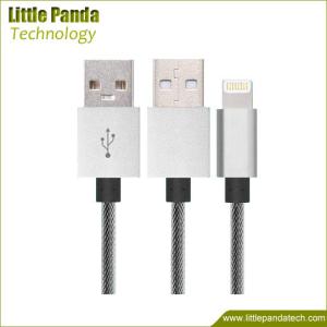 China Silver Plated Aluminum USB Data Cable MFI Certified Lightning USB Cable Nylon Braided Cables factory