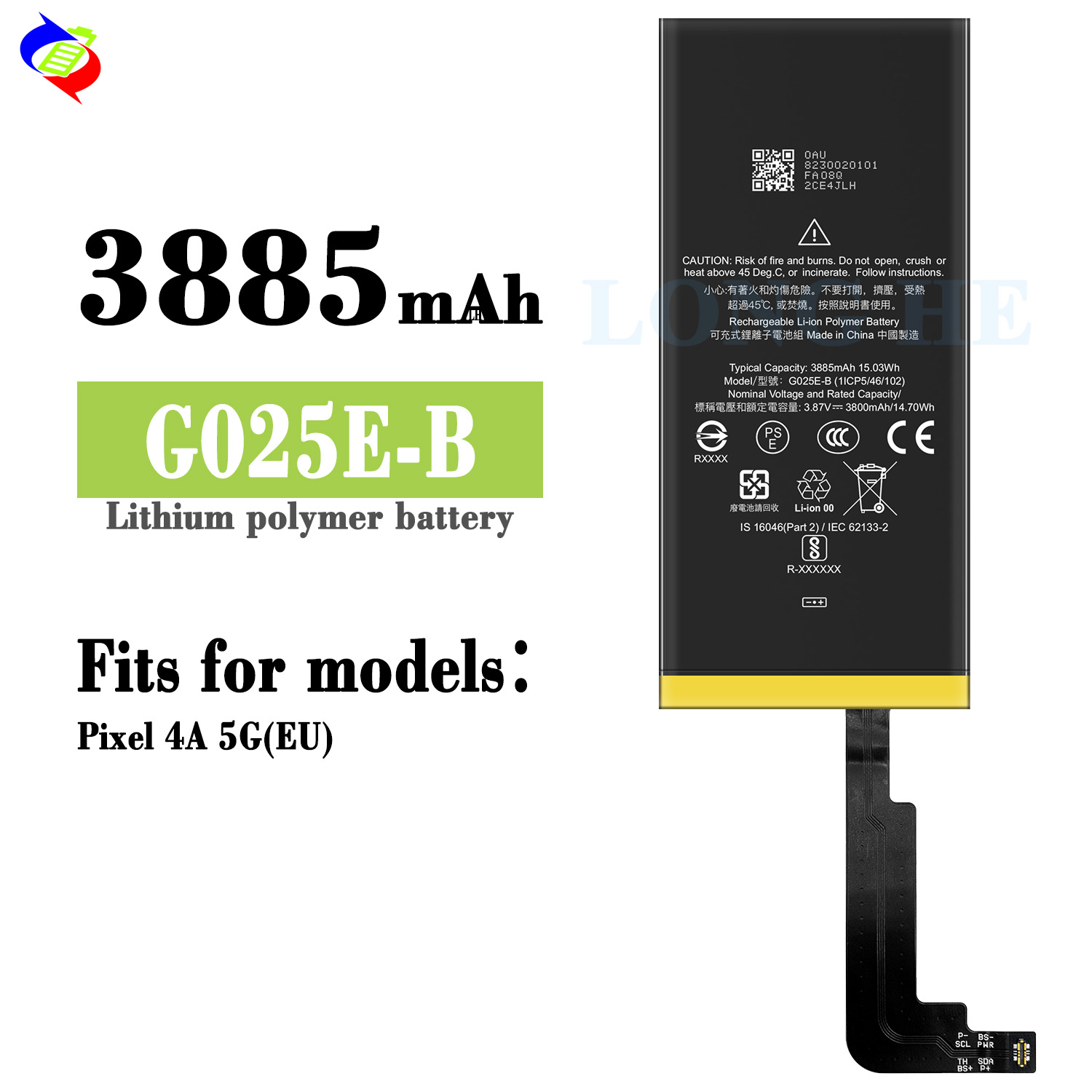 3885mAh Capacity Genuine Battery G025E-B for Google Pixel 4A 5G Mobile Phone Charging Board
