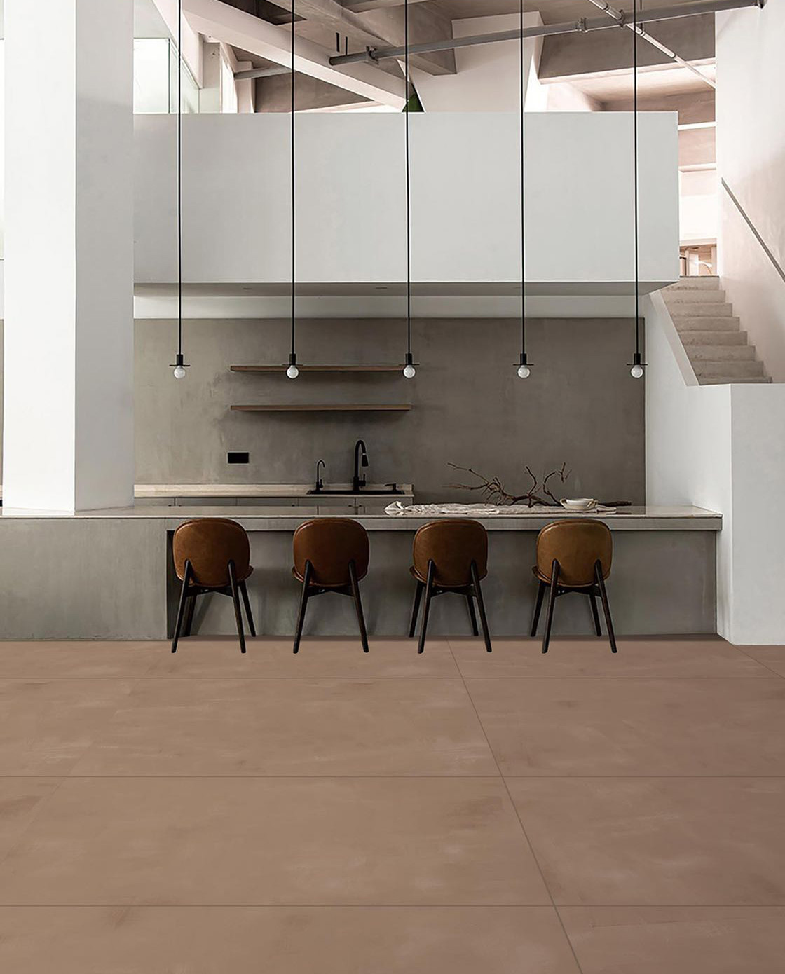 Retro Non-Slip Indoor Wall 24"X48" Soft Glazed Porcelain Tiles For Building Brown