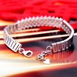 925 Silver Silver Link Bracelet Clear Cubic Zircon Tennis Bracelet (YAQS005)