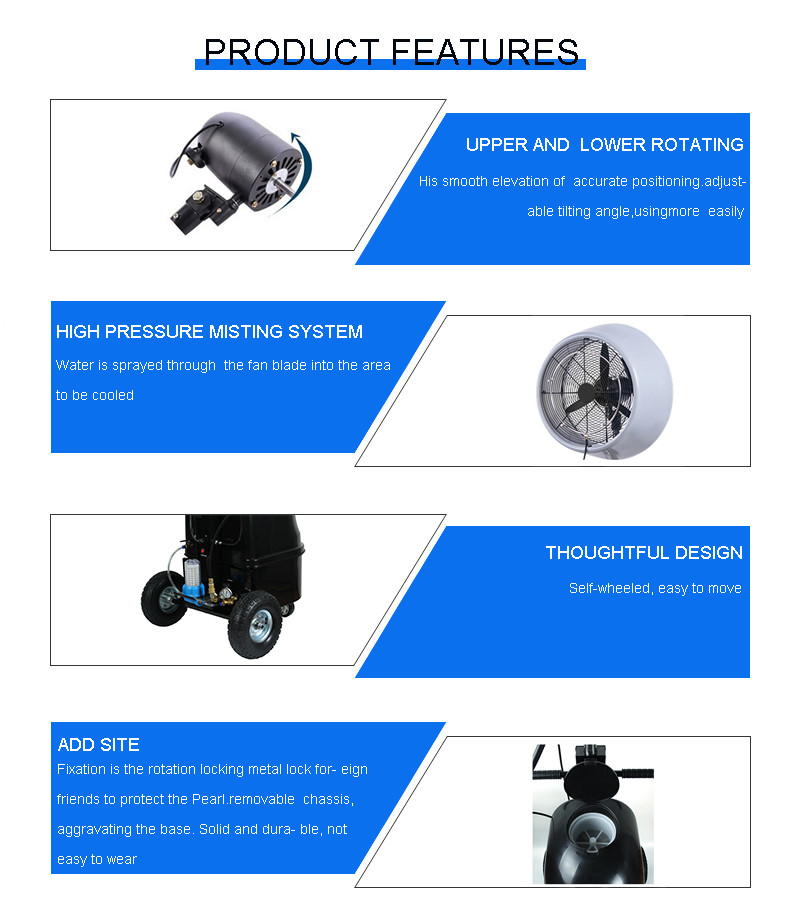 Strong Airflow High Speed Warehouse Workshop Mist Spraying Fan With Water Tank