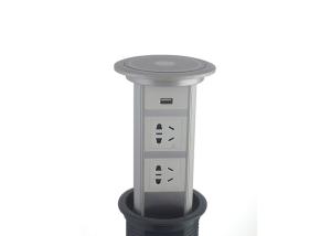China Motor Driven Kitchen Pop Up Sockets Silver Color Flush Mounted on Bar Counter factory