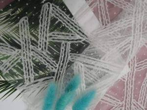 China White 3D Applique Embroidery Fabric For Lady Garment Fabric Lace factory