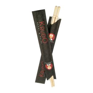 China Reproducible Tough Texture Round Bamboo Chopsticks Utensils Custom Printed Logo factory