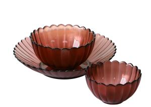 China Fruit Food Solid colored Golden Rim 4 Oz Glass Bowl , Lead Free Glass Plate Bowls factory