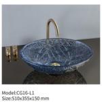 Unique Design Counter Top Tempered Glass Hand Wash Basin Above Counter Mounted