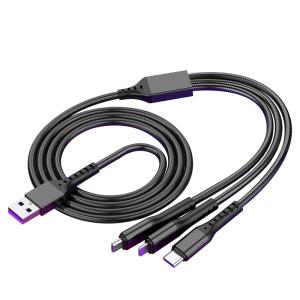 China Nylon 4ft Multi USB Charging Cable 3 In 1 Universal Charger Cord factory
