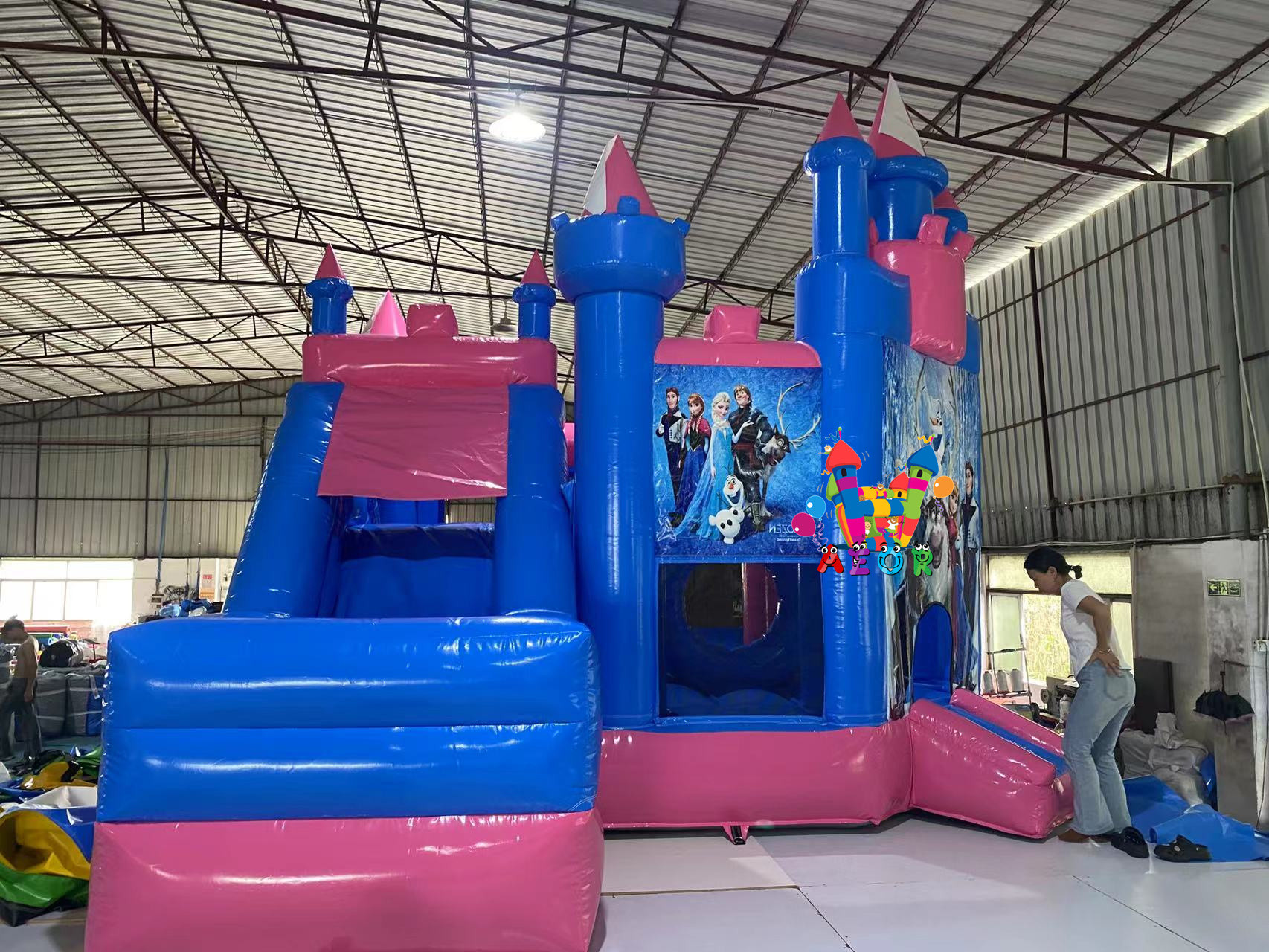 5x4m Inflatable Combo Bouncer Commercial Dry Slide Combo Bouncy Frozen Jumping Castle