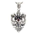 Sterling Silver Wheat Chain Necklace with Silver Vintage Double Dragon Dagger
