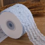 50mm Organza Ribbon With Dot Pattern Gold Foil Printed Polyester Organza Ribbon