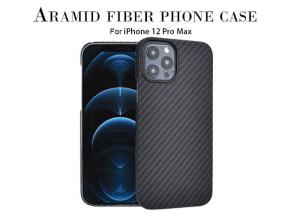 China Magnetic Black Color Full Cover Aramid Fiber Phone Case For iPhone 12 Pro Max Kevlar Mobile Case factory