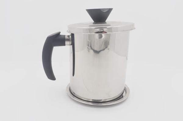 1.3L Kitchenware stainless steel oil strainer pot with lid round shape grease