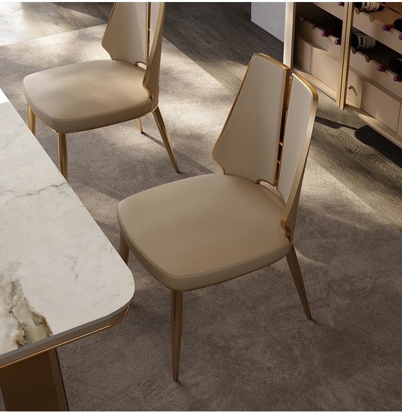 Modern Light Luxury Hotel Restaurant Furniture Stainless Steel Leather Dining Chair