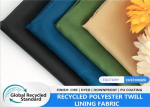China GRS 75D 240T Recycled Plastic Bottle Fabric Polyester Twill Taffeta Fabric Luggage Lining factory