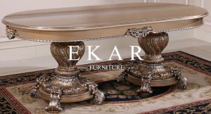 China Luxury antique wooden furniture diningroom sets dining table Europe Style LS-A118L-4 factory