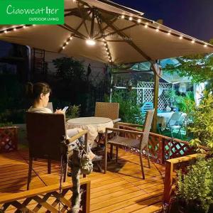 China Waterproof Polyester Fabric Garden Umbrella Parasol for Outdoor in Luxury Restaurant Cafe Hotel factory