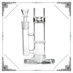 Grav Straigth Tube Glass Water pipes With Honeycomb Perc Bongs Clear Crystal