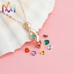 Engravable Stainless Steel Necklace With Birthstone Inlayed Pendant