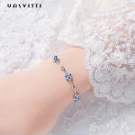7.3in 5.2g Sterling Silver Jewelry Bracelets AAA CZ Blue Rhinestone Bracelet