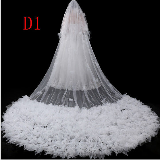Long drag lace veil, Europe and the United States pure white bud silk yarn, around the shoulder of the beautiful long