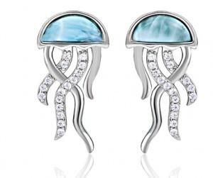 China Natural Gem Larimar Silver Jewelry Sea Animal Dangle Earrings factory