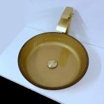 110mm Height Brushed Glass Basin Bowl 420mm Length Round Circular Vessel Sink