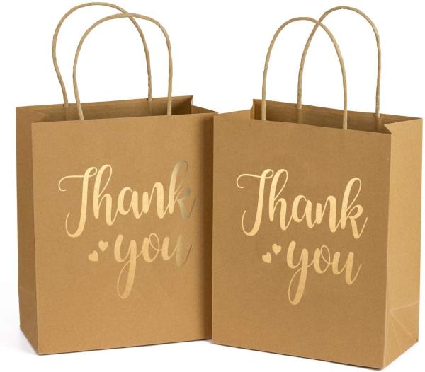 100% Eco Friendly Takeaway Paper Bags Recycled Gift Bags Bulk With Reinforced
