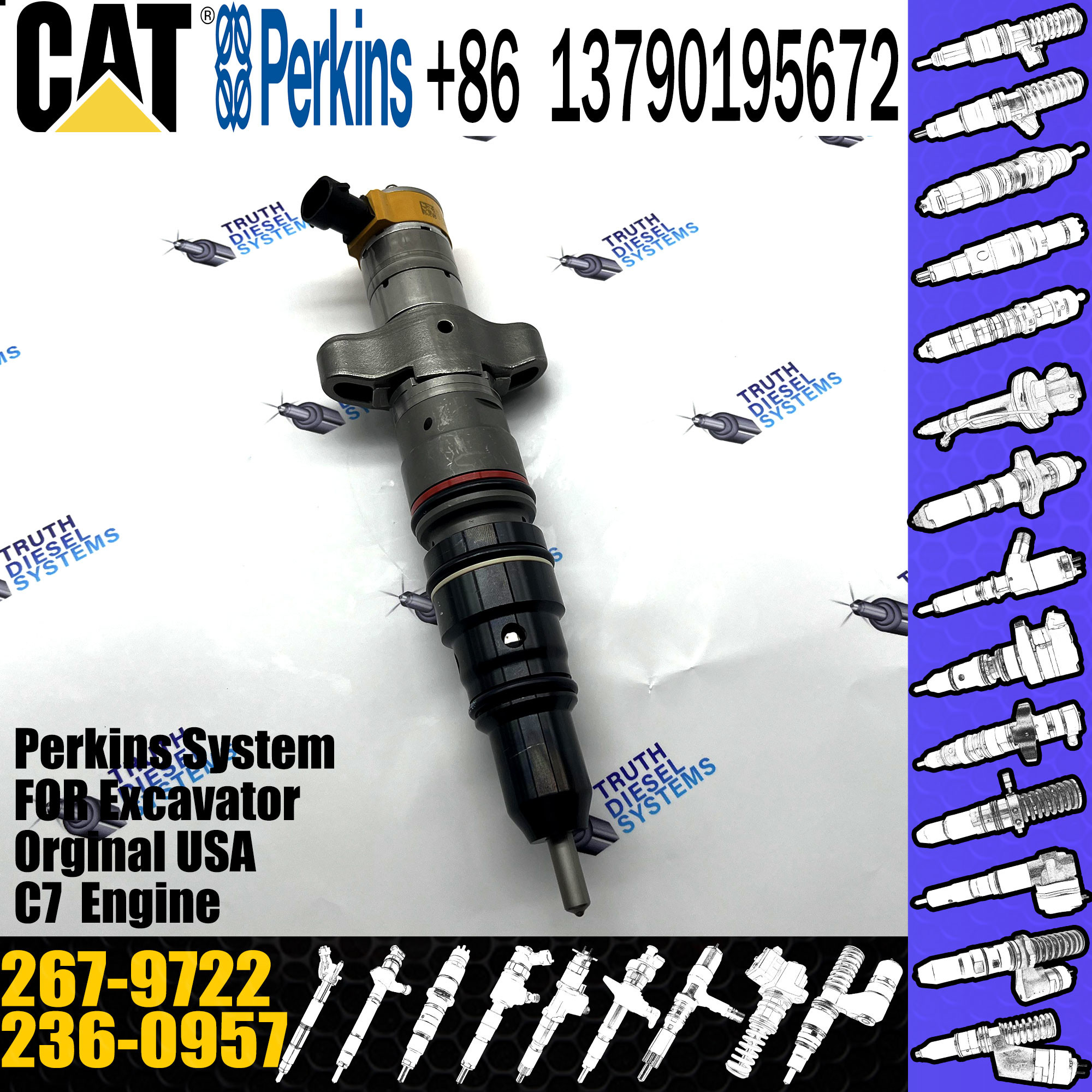 Common rail Injector Diesel fuel Injector Sprayer 267-3361 267-9710 267-9717 236-0957 for CAT C7 C9 Engine