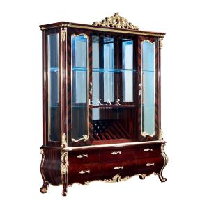 China Antique Solid Wood Glass Cabinet With Drawer LF-501 factory