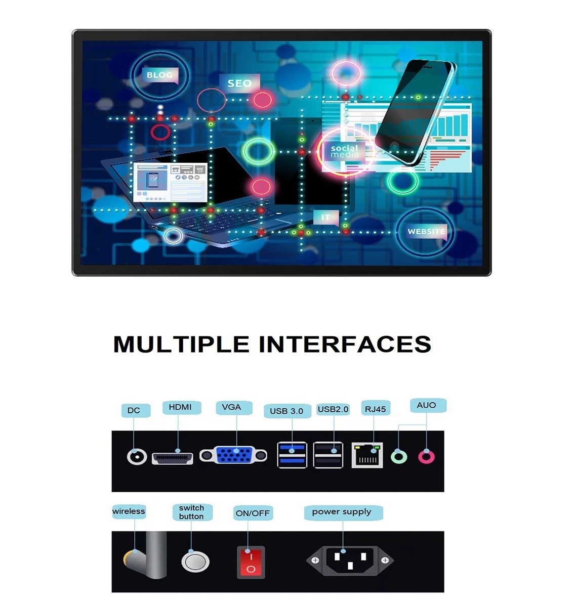 Exhibition Hall Self Service Touch Screen Kiosks 21.5 32 43 55'' Android Windows