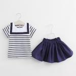 2016 Kid Girl Clothes Navy Style Clothing Set 2pcs Summer Top + Fashion Skirt
