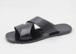 Comfortable Mens Leather Flip Flops Logo Printed Breathable Mens Beach Sandals