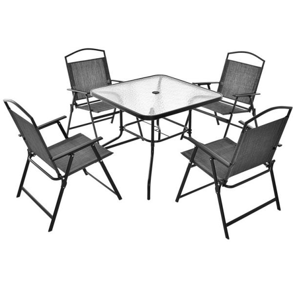 Mail Packing Square Dining Table and Teslin Chair Set for Outdoor Garden Cafe