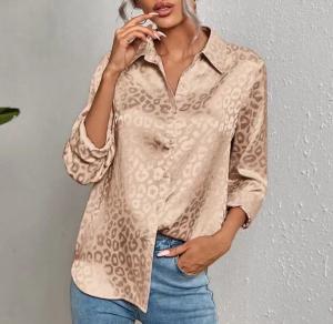 China Custom Private Label American Clothing Wholesale Long Sleeve Embossed Button up High Quality Shirts for Women Shirts factory