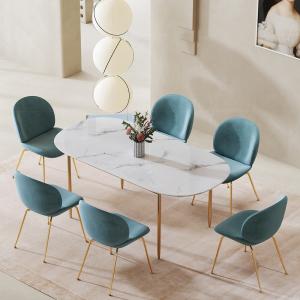 China Luxury Kitchen Dining Table Stainless Steel Base Marble Top factory