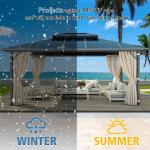 Gazebo Polycarbonate Double Roof Canopy Outdoor Aluminum Frame Pergola,