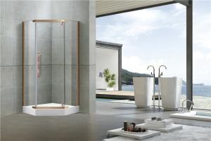 China Red Bronze Stainless Steel Pivot Shower Doors With Nano Self - Cleaning Tempered Glass factory