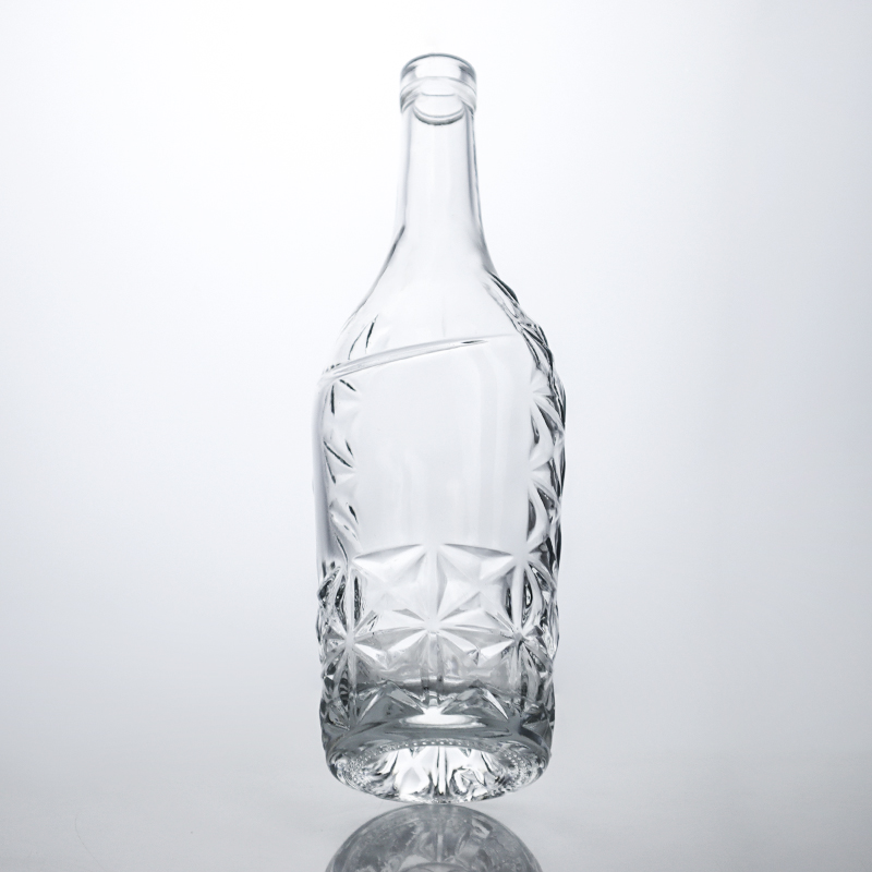 Special Bottom Embossed Glass Liquor Bottle for Rum Gin Vodka Clear or Customized