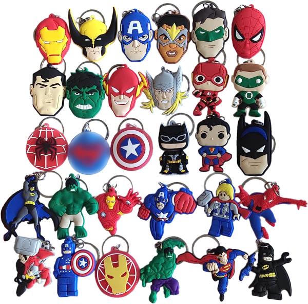 Cartoon Keychains Key Goodie Bag Stuffer Christmas Gift Holiday Charms Kids