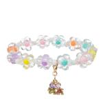 Enamel Rainbow Charm Beads Bracelet Dream Color Flower Shape For Teenage Girl