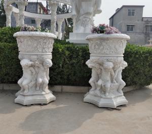 China Stone carved Marble planter carved flowerpot sculpture,garden stone garden statues supplier factory