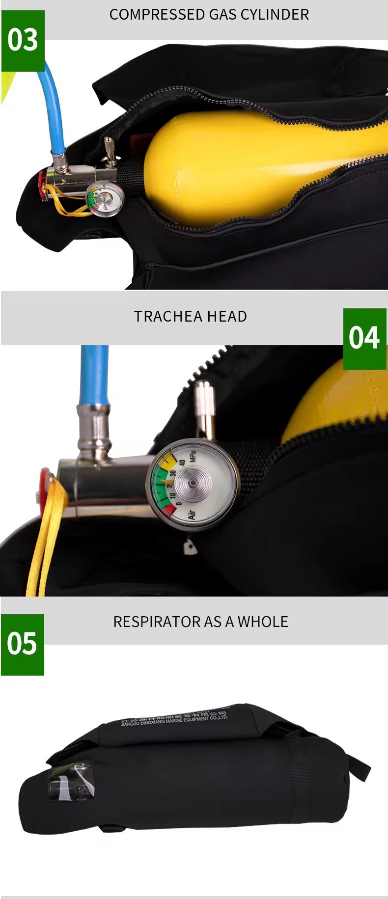 Emergency Escape Breathing Apparatus Fire Escape 3L Steel Cylinder Portable Compressed Air EEBD Fire Fighting Safety