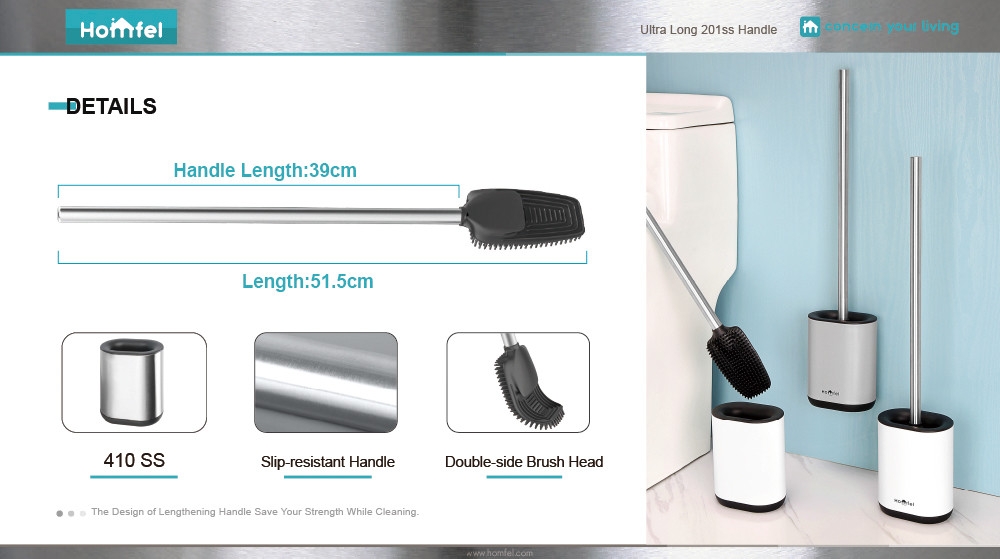Powder Coating TPR Toilet Cleaning Brush With Holder Freestanding Custom Logo