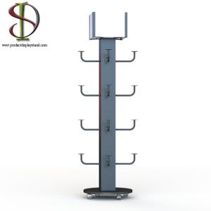 China Four Sides Motorcycle Helmet Display Rack With Metal Hooks 16 Crash Helmet Display Stand factory