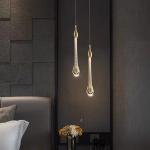 Modern Simple Crystal Water Drop Stairwell Chandelier 3200-6500K Three Colors