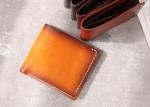 Yellow Bifold Wallet Vegetable Tanned Genuine Leather Wallets for Men