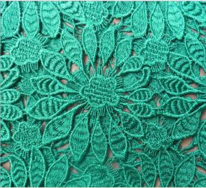 China 100% Polyester Chemical Lace embroidery Fabric with Green Color factory